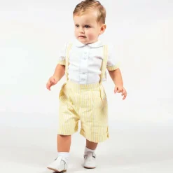 Yellow & White Shorts Set