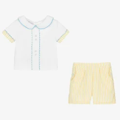 Yellow & White Shorts Set