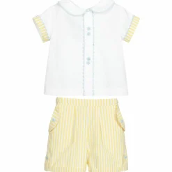 Yellow & White Shorts Set