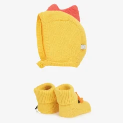 Yellow Cotton Chick Bonnet Set