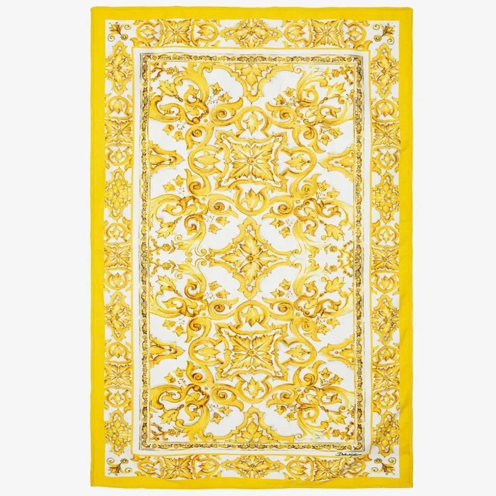 Yellow Cotton Majolica Print Towel (130cm)