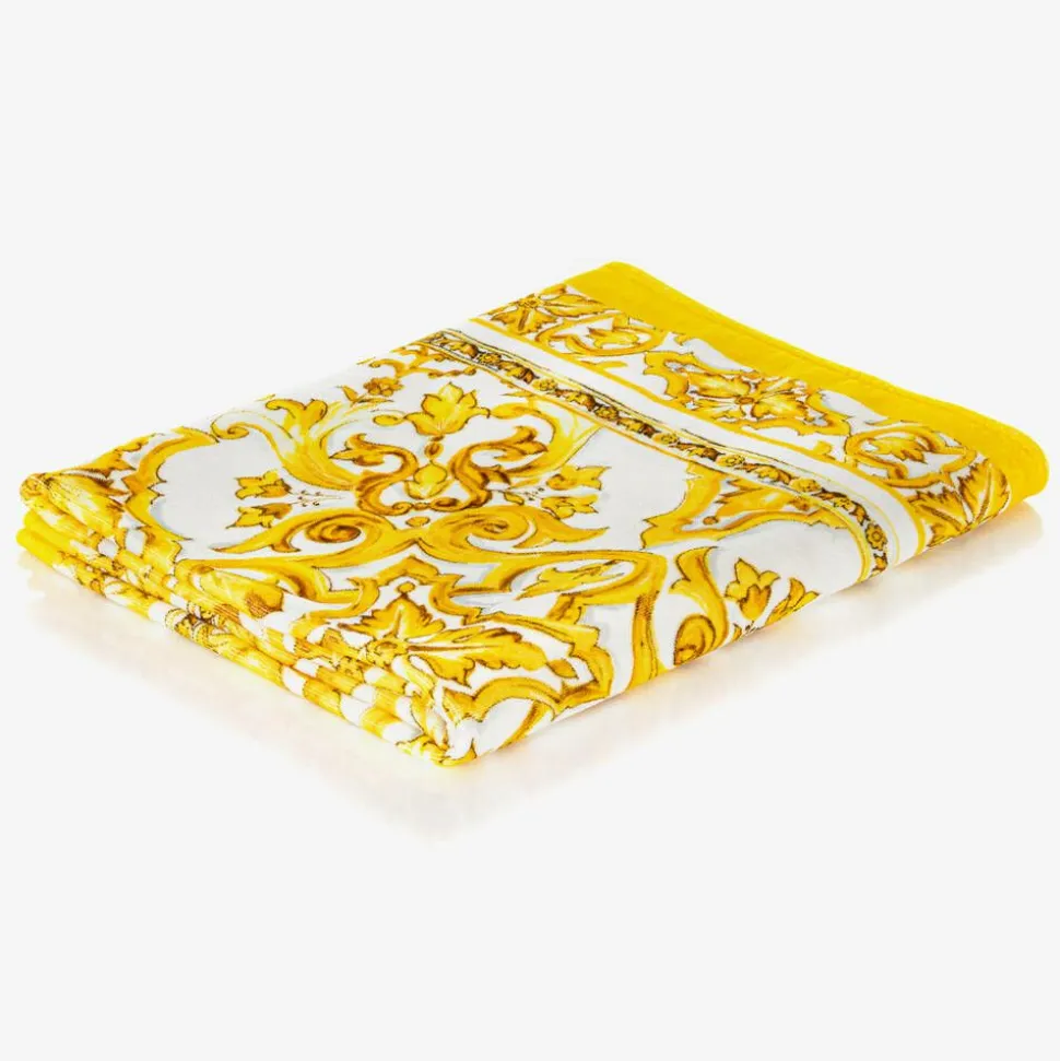 Yellow Cotton Majolica Print Towel (130cm)